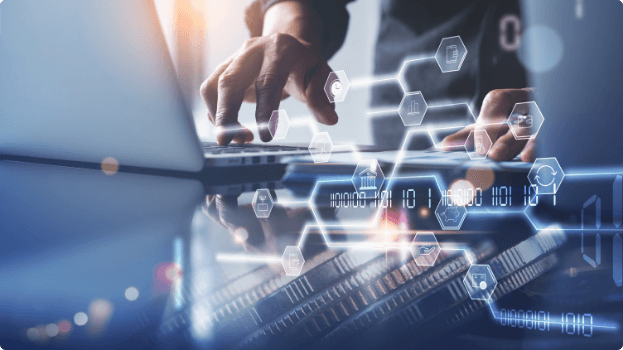 someone typing on laptop